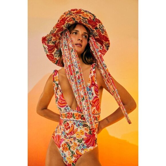 💕FARM RIO💕 Spring Bananas One Piece Swimsuit ~ Spring Bananas Print XS NWT - Picture 6 of 16